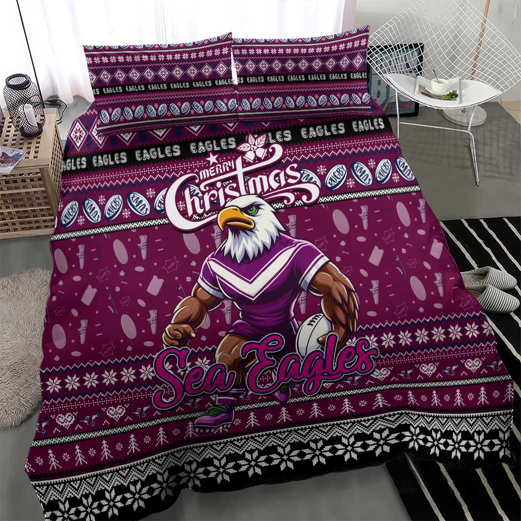 Sea Eagles Rugby Xmas Bedding Set Australia NRL Mascot - Vibe Hoodie Shop