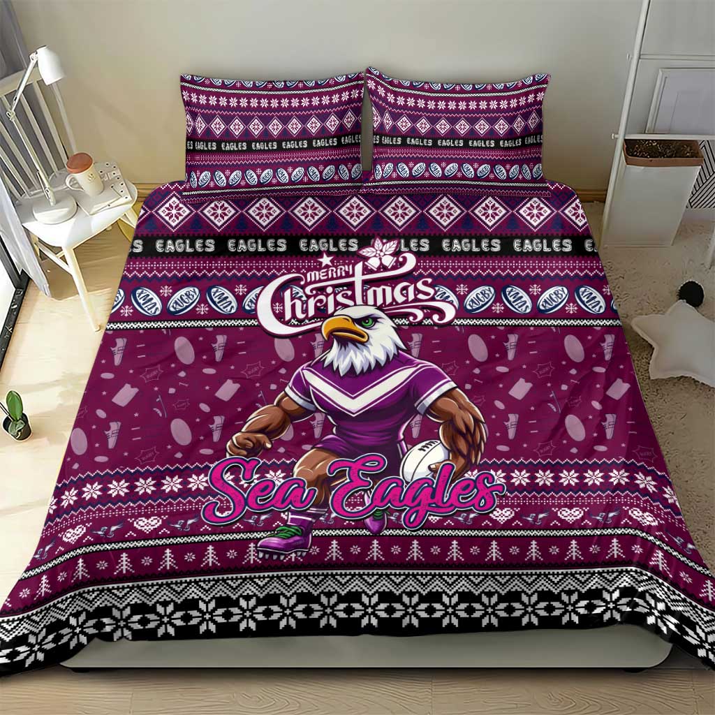 Sea Eagles Rugby Xmas Bedding Set Australia NRL Mascot - Vibe Hoodie Shop