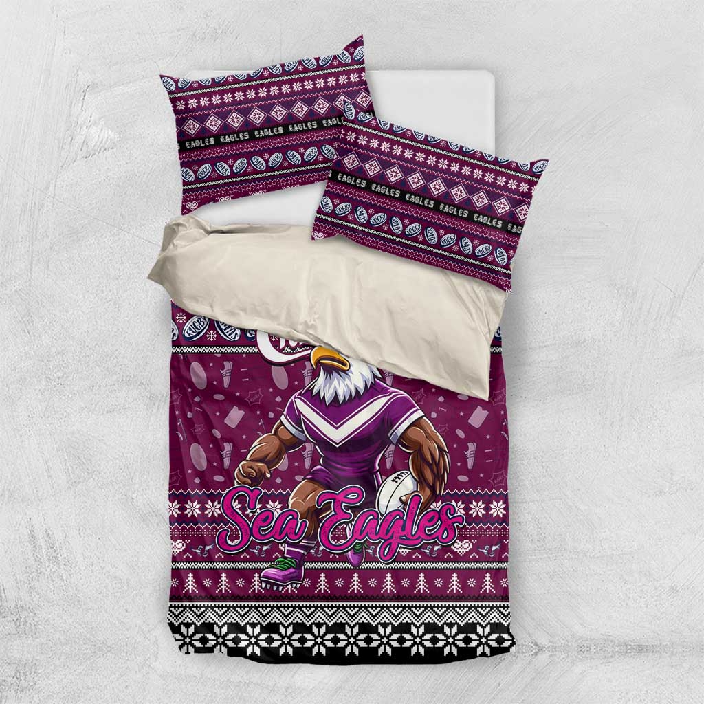 Sea Eagles Rugby Xmas Bedding Set Australia NRL Mascot - Vibe Hoodie Shop