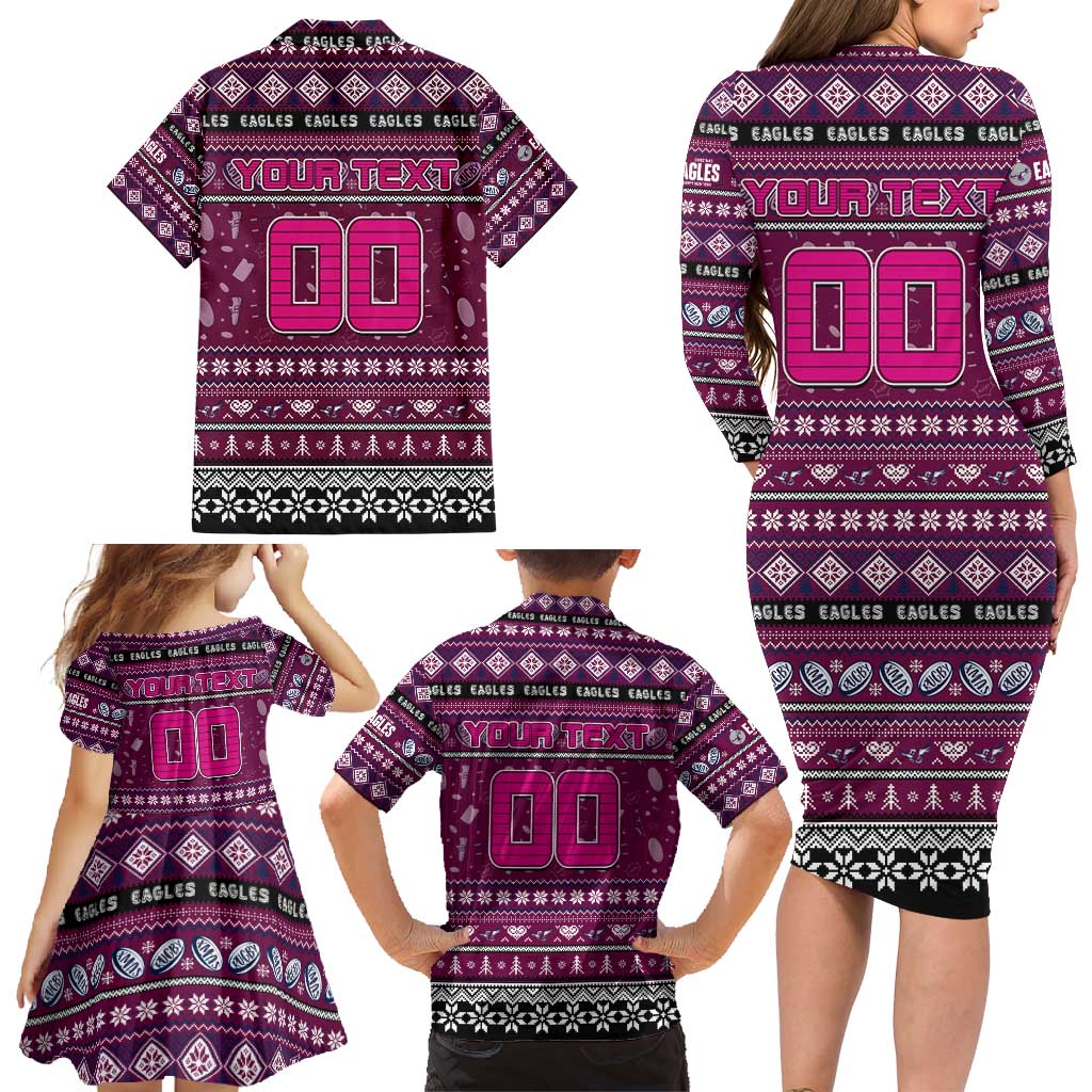 Personalized Sea Eagles Rugby Xmas Family Matching Long Sleeve Bodycon Dress and Hawaiian Shirt Australia NRL Mascot