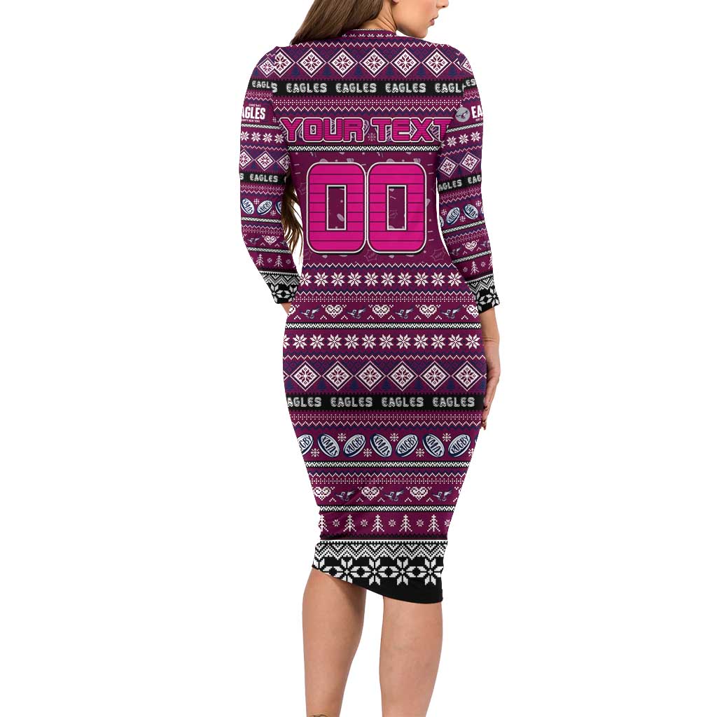 Personalized Sea Eagles Rugby Xmas Family Matching Long Sleeve Bodycon Dress and Hawaiian Shirt Australia NRL Mascot