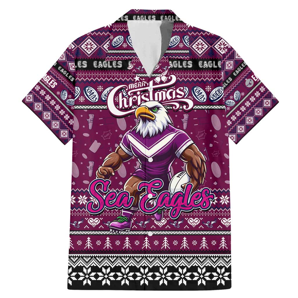 Personalized Sea Eagles Rugby Xmas Family Matching Mermaid Dress and Hawaiian Shirt Australia NRL Mascot