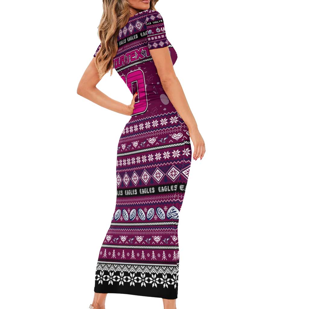 Personalized Sea Eagles Rugby Xmas Family Matching Short Sleeve Bodycon Dress and Hawaiian Shirt Australia NRL Mascot