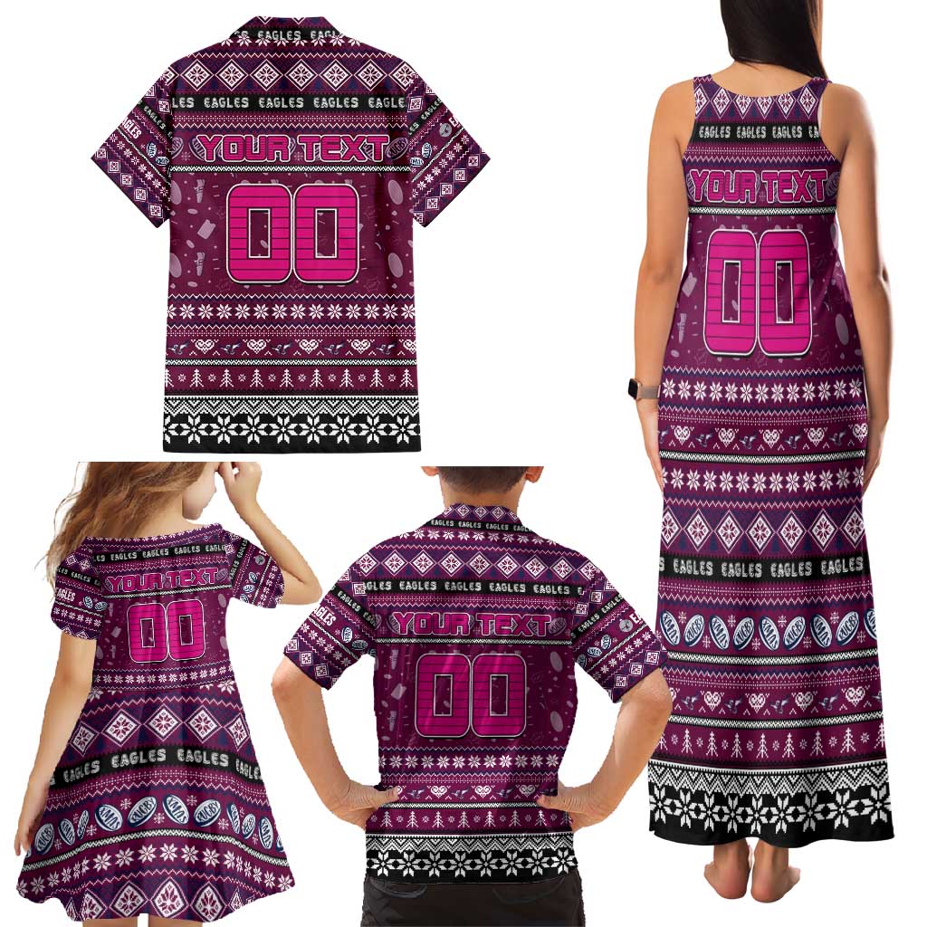 Personalized Sea Eagles Rugby Xmas Family Matching Tank Maxi Dress and Hawaiian Shirt Australia NRL Mascot