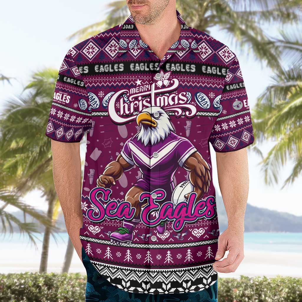 Personalized Sea Eagles Rugby Xmas Hawaiian Shirt Australia NRL Mascot - Vibe Hoodie Shop