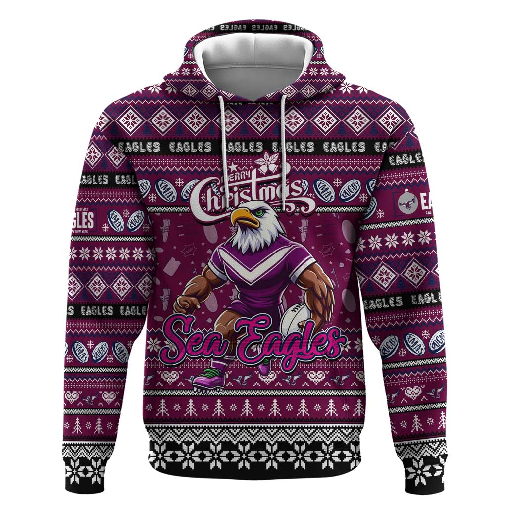 Personalized Sea Eagles Rugby Xmas Hoodie Australia NRL Mascot - Vibe Hoodie Shop