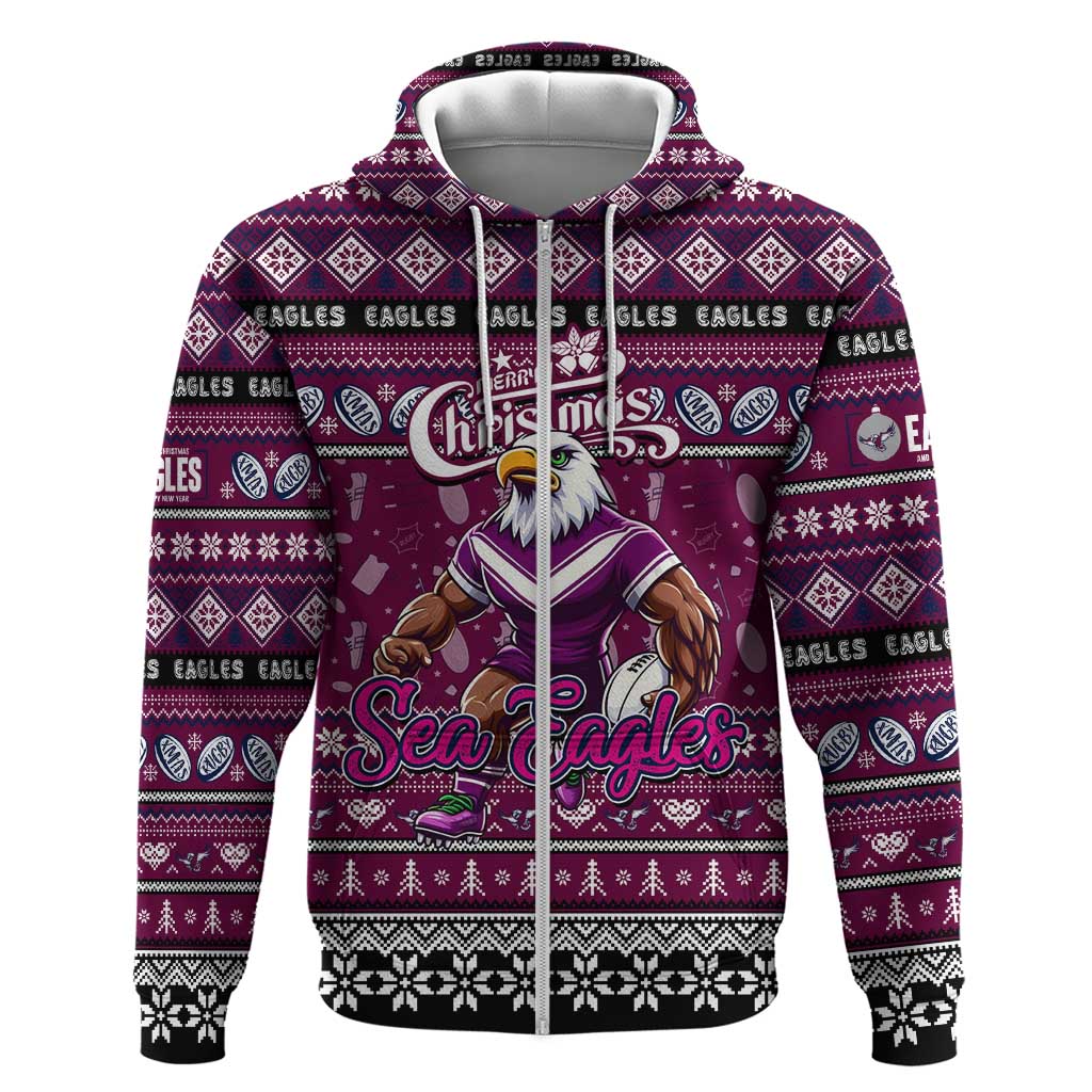 Personalized Sea Eagles Rugby Xmas Hoodie Australia NRL Mascot - Vibe Hoodie Shop