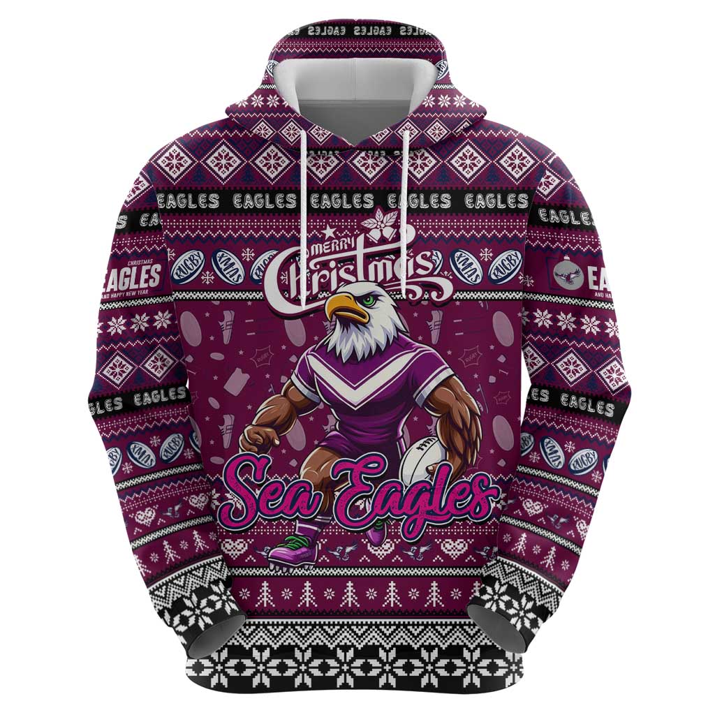 Personalized Sea Eagles Rugby Xmas Hoodie Australia NRL Mascot - Vibe Hoodie Shop