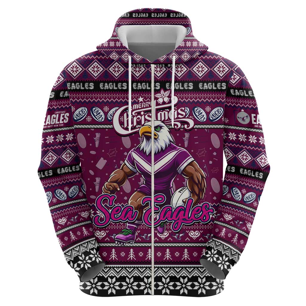 Personalized Sea Eagles Rugby Xmas Hoodie Australia NRL Mascot - Vibe Hoodie Shop