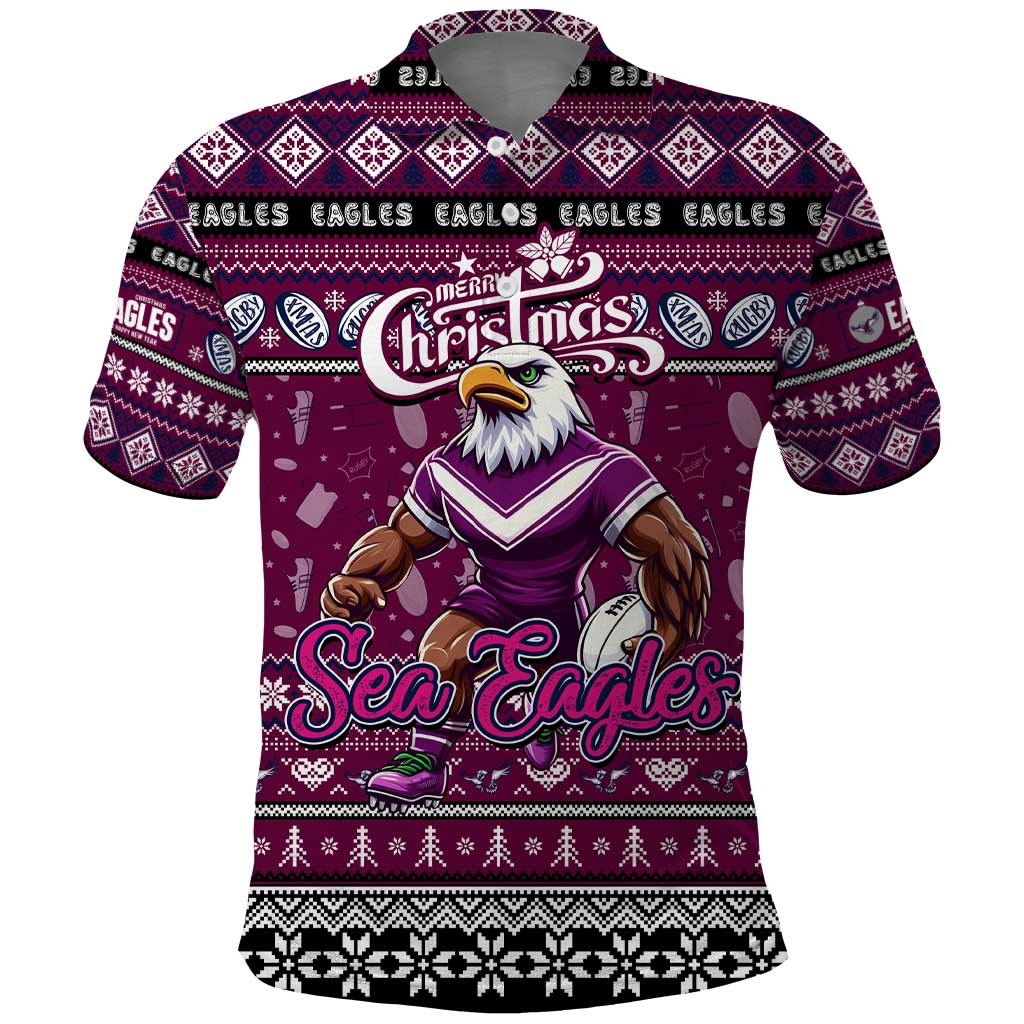 Personalized Sea Eagles Rugby Xmas Polo Shirt Australia NRL Mascot - Vibe Hoodie Shop
