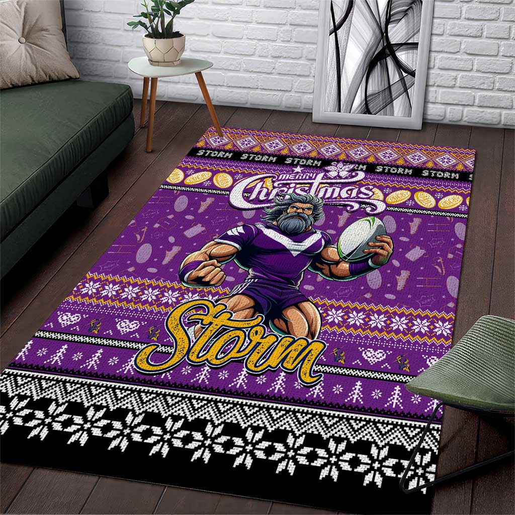 Storm Rugby Xmas Area Rug Australia NRL Mascot - Vibe Hoodie Shop