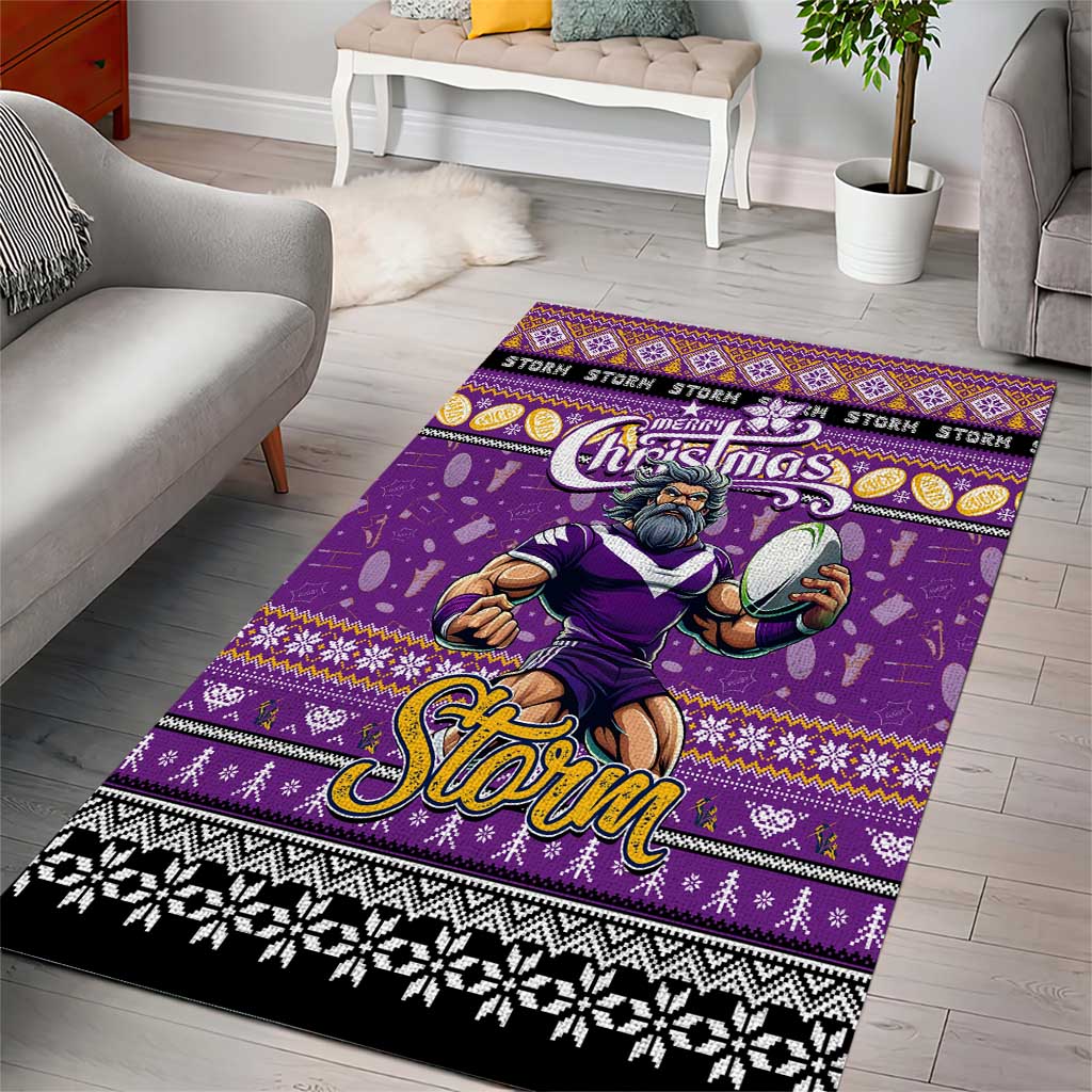 Storm Rugby Xmas Area Rug Australia NRL Mascot - Vibe Hoodie Shop