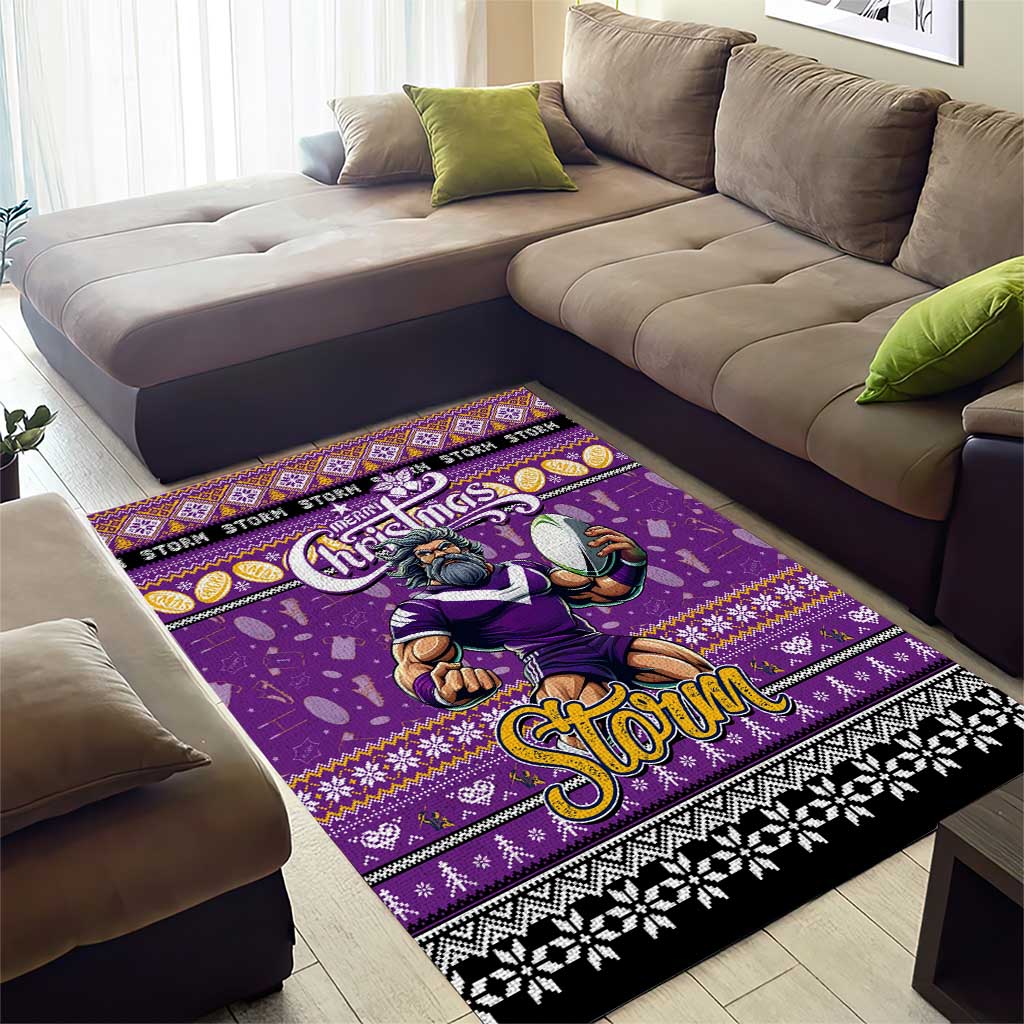 Storm Rugby Xmas Area Rug Australia NRL Mascot - Vibe Hoodie Shop