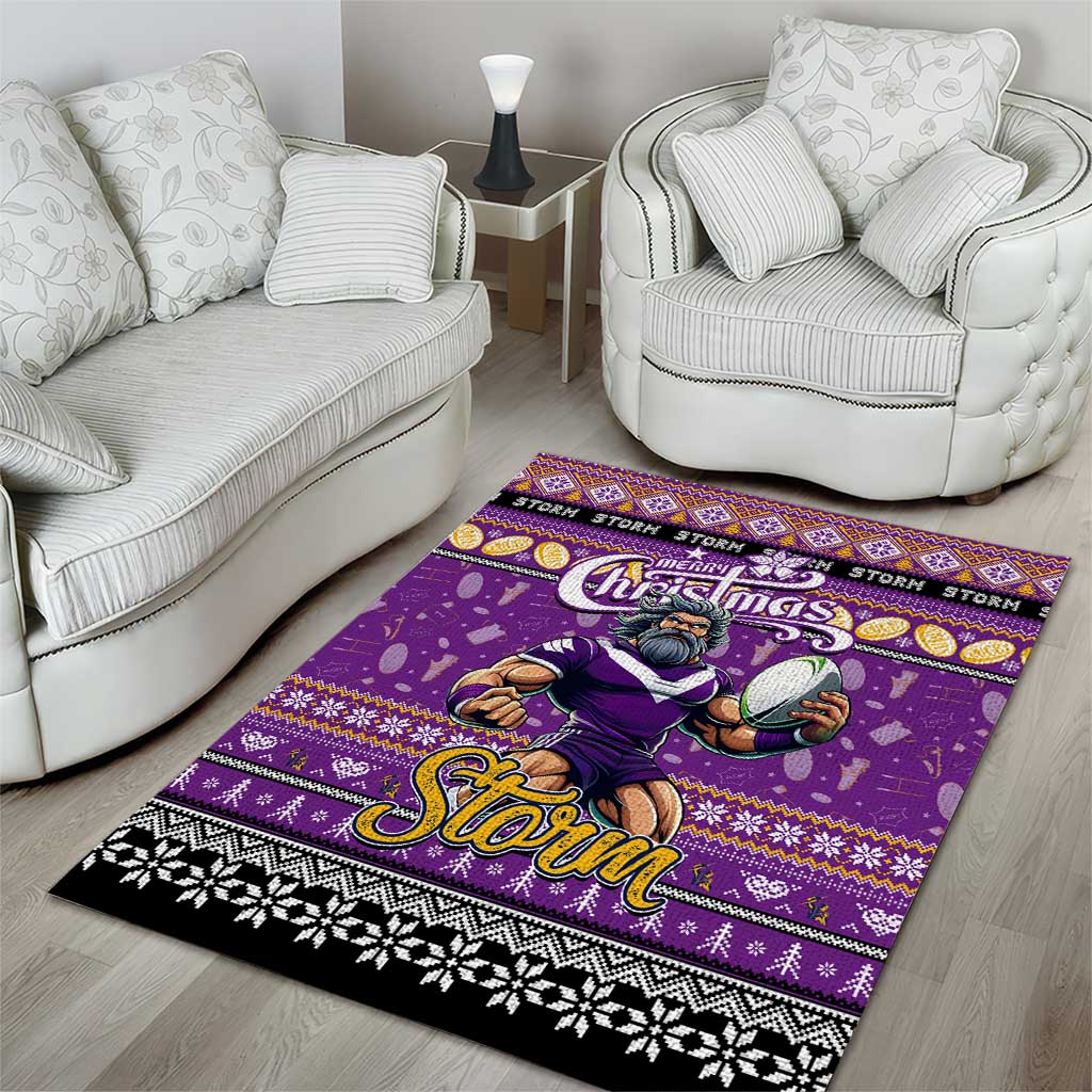 Storm Rugby Xmas Area Rug Australia NRL Mascot - Vibe Hoodie Shop