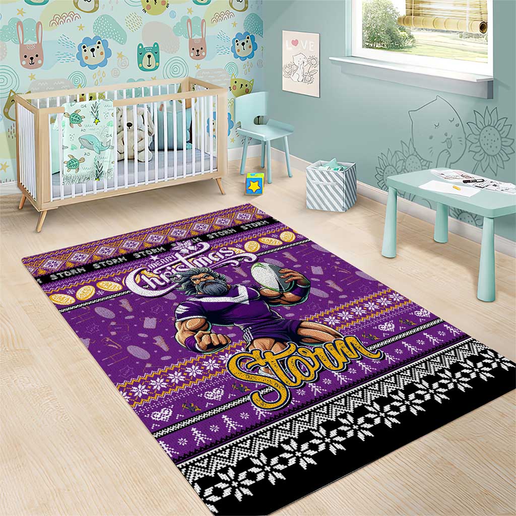 Storm Rugby Xmas Area Rug Australia NRL Mascot - Vibe Hoodie Shop