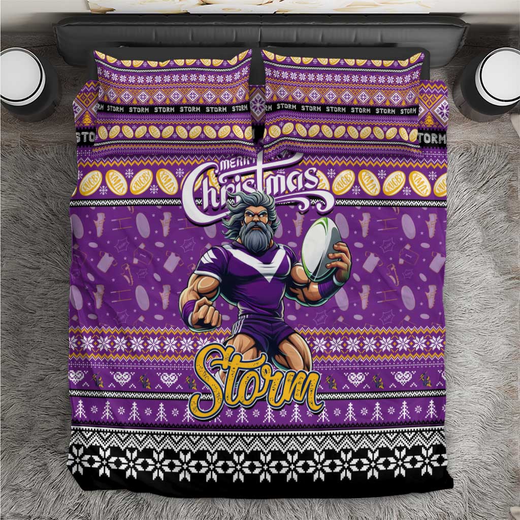 Storm Rugby Xmas Bedding Set Australia NRL Mascot - Vibe Hoodie Shop
