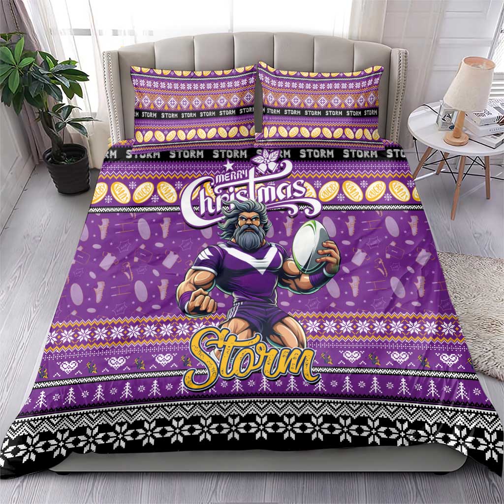 Storm Rugby Xmas Bedding Set Australia NRL Mascot - Vibe Hoodie Shop