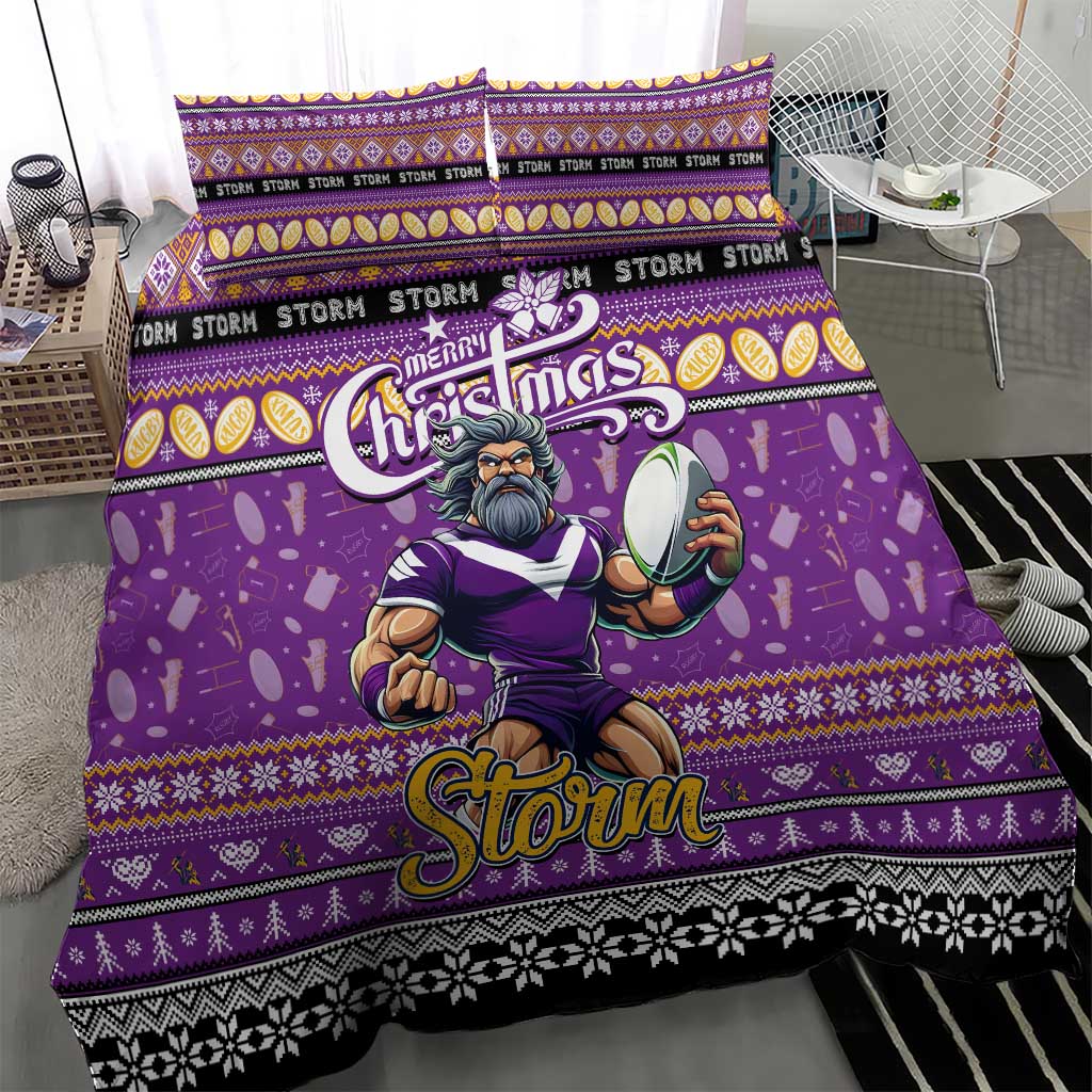 Storm Rugby Xmas Bedding Set Australia NRL Mascot - Vibe Hoodie Shop