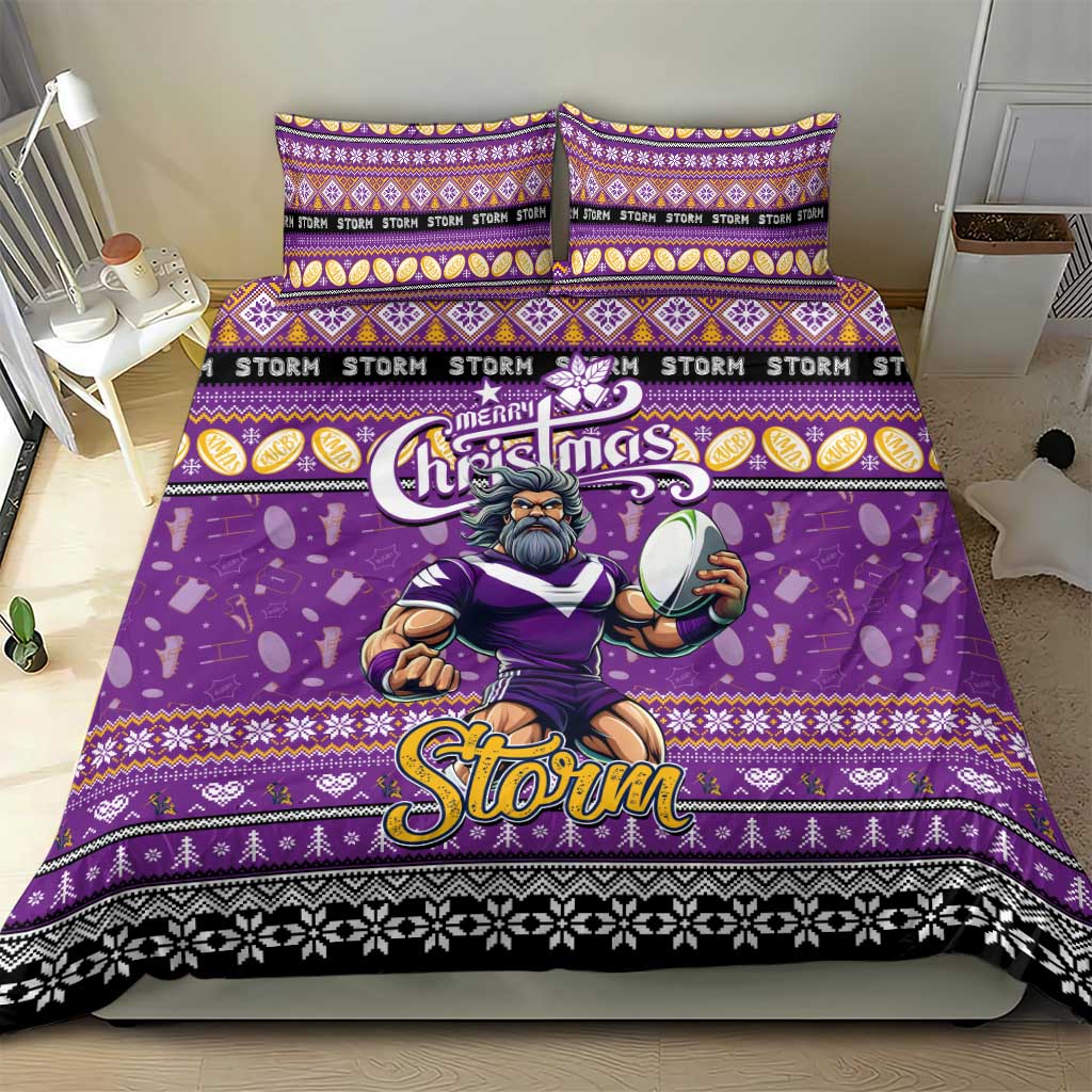 Storm Rugby Xmas Bedding Set Australia NRL Mascot - Vibe Hoodie Shop