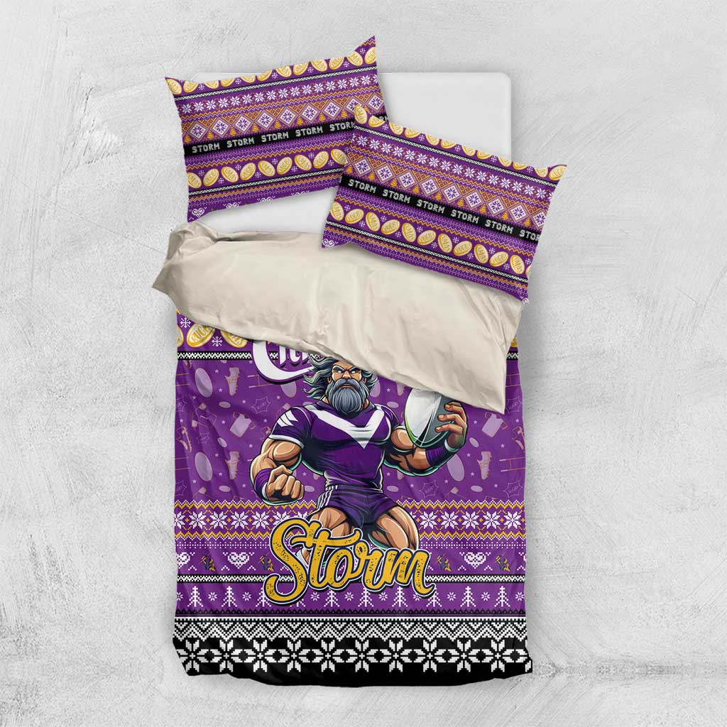 Storm Rugby Xmas Bedding Set Australia NRL Mascot - Vibe Hoodie Shop