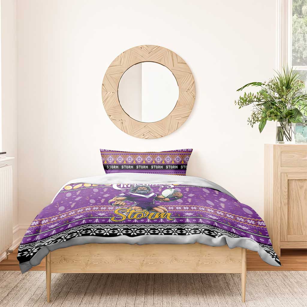 Storm Rugby Xmas Bedding Set Australia NRL Mascot - Vibe Hoodie Shop