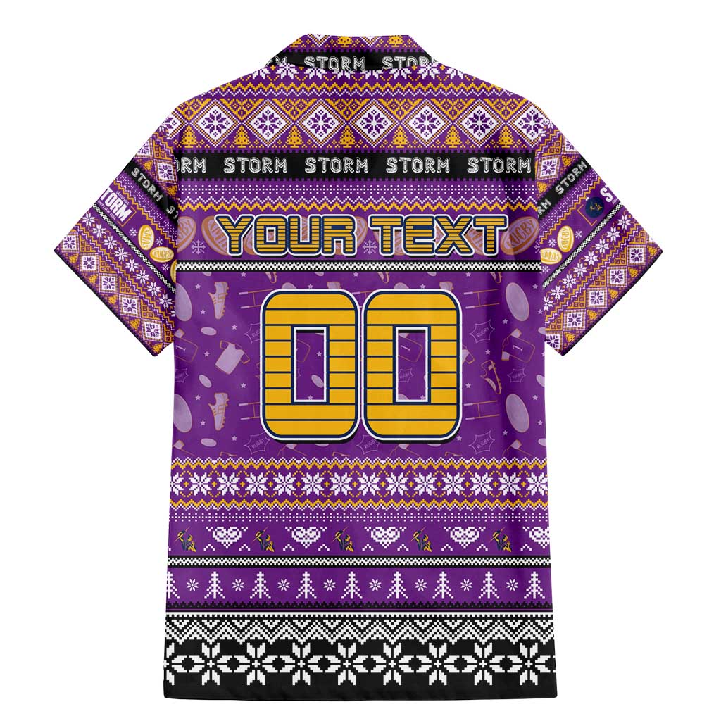 Personalized Storm Rugby Xmas Family Matching Mermaid Dress and Hawaiian Shirt Australia NRL Mascot