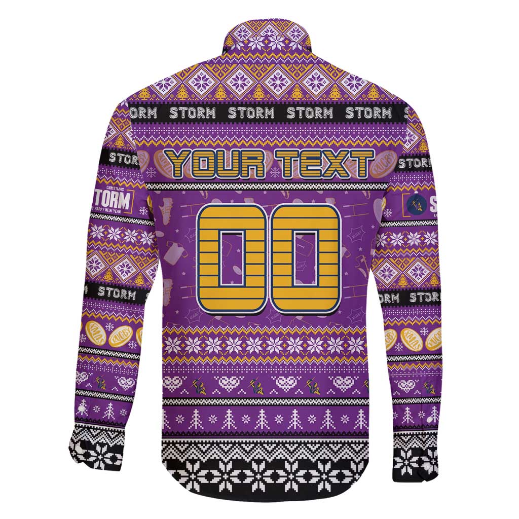 Personalized Storm Rugby Xmas Family Matching Puletasi and Hawaiian Shirt Australia NRL Mascot