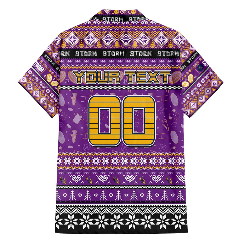 Personalized Storm Rugby Xmas Family Matching Summer Maxi Dress and Hawaiian Shirt Australia NRL Mascot