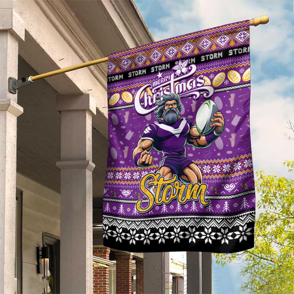 Storm Rugby Xmas Garden Flag Australia NRL Mascot - Vibe Hoodie Shop