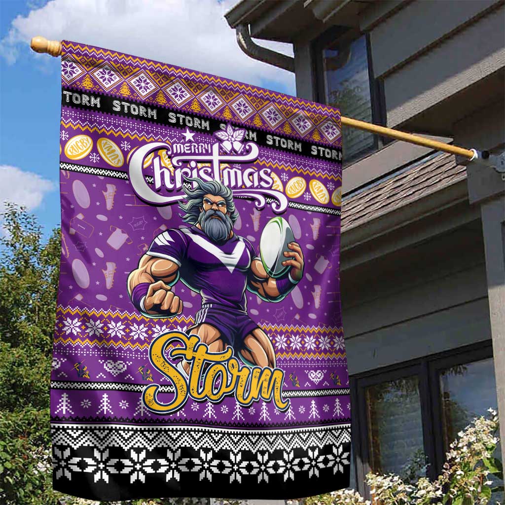 Storm Rugby Xmas Garden Flag Australia NRL Mascot - Vibe Hoodie Shop