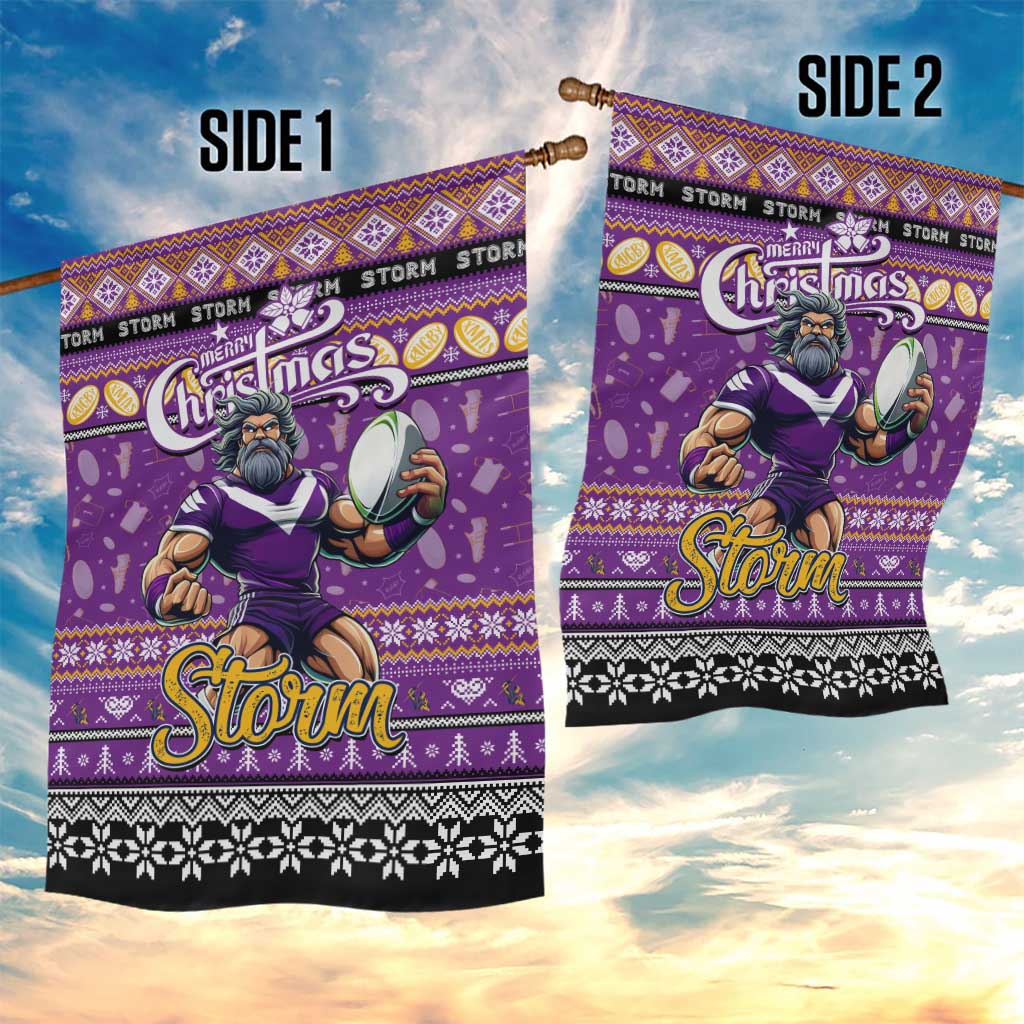 Storm Rugby Xmas Garden Flag Australia NRL Mascot - Vibe Hoodie Shop