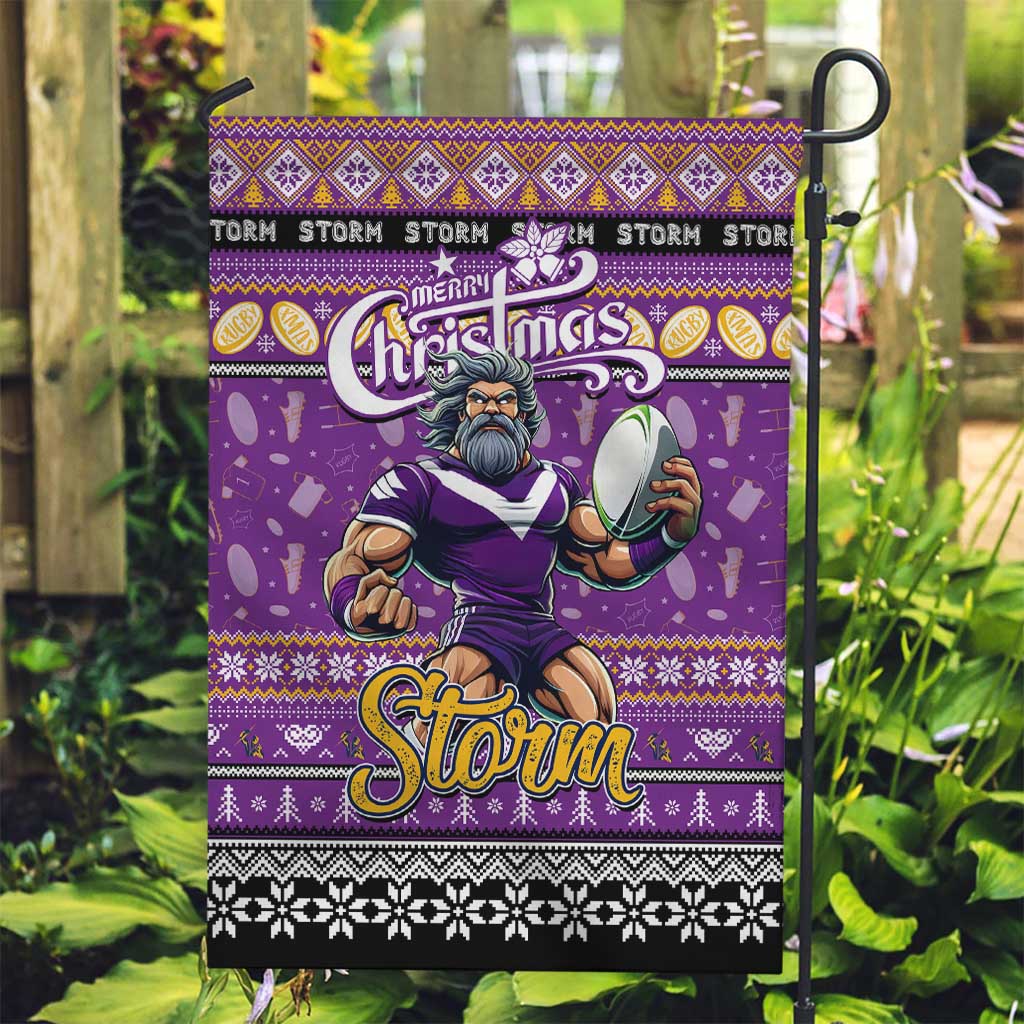 Storm Rugby Xmas Garden Flag Australia NRL Mascot - Vibe Hoodie Shop