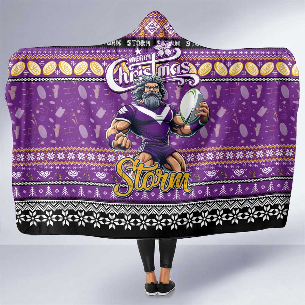 Storm Rugby Xmas Hooded Blanket Australia NRL Mascot