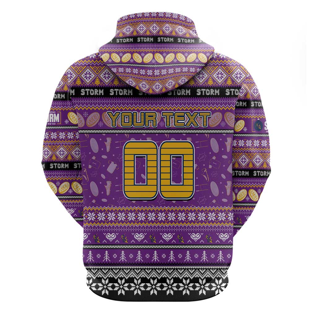 Personalized Storm Rugby Xmas Hoodie Australia NRL Mascot - Vibe Hoodie Shop