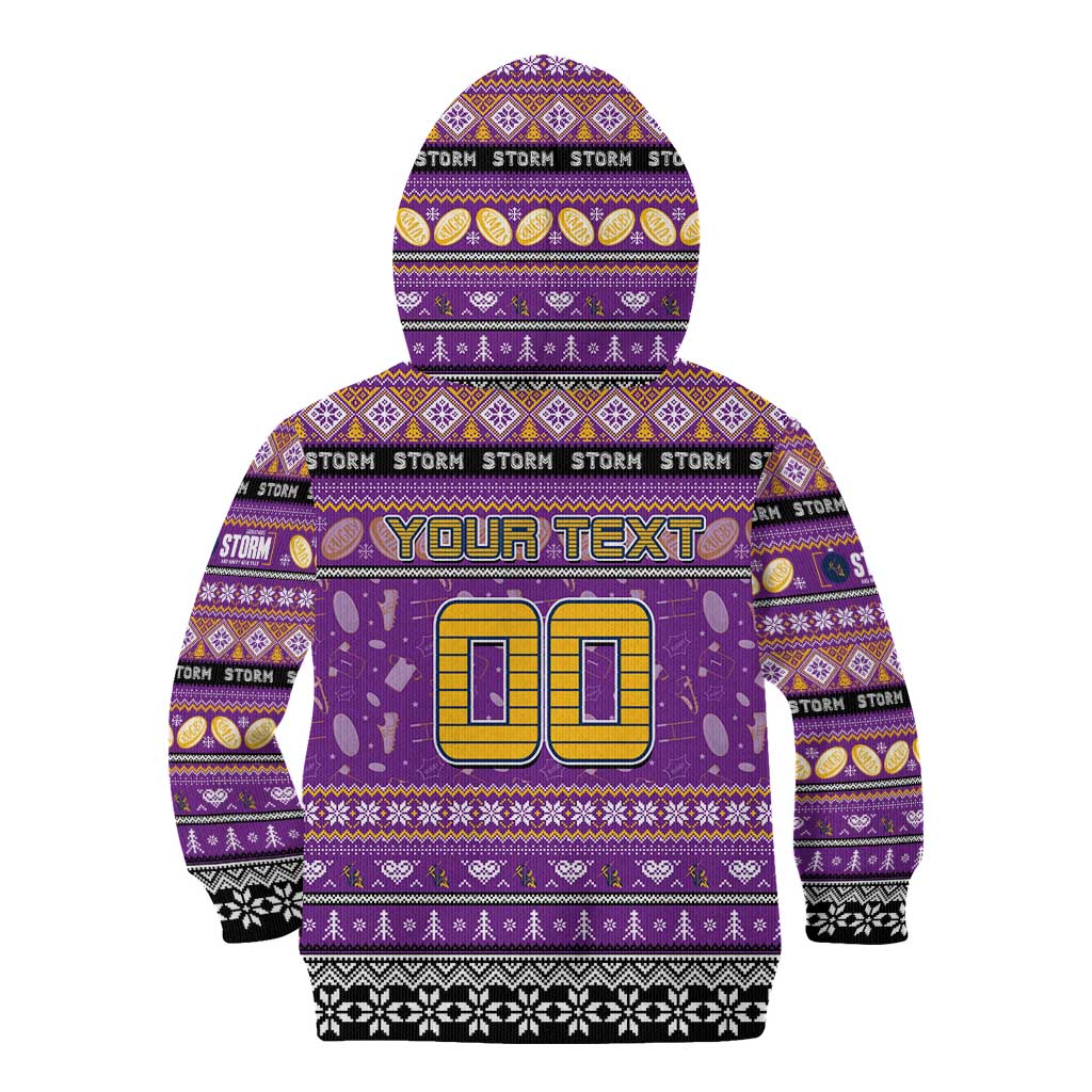 Personalized Storm Rugby Xmas Kid Hoodie Australia NRL Mascot - Vibe Hoodie Shop