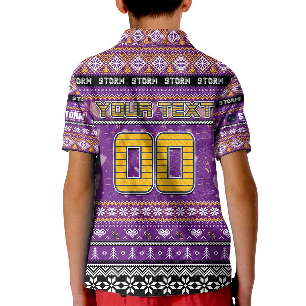 Personalized Storm Rugby Xmas Kid Polo Shirt Australia NRL Mascot - Vibe Hoodie Shop