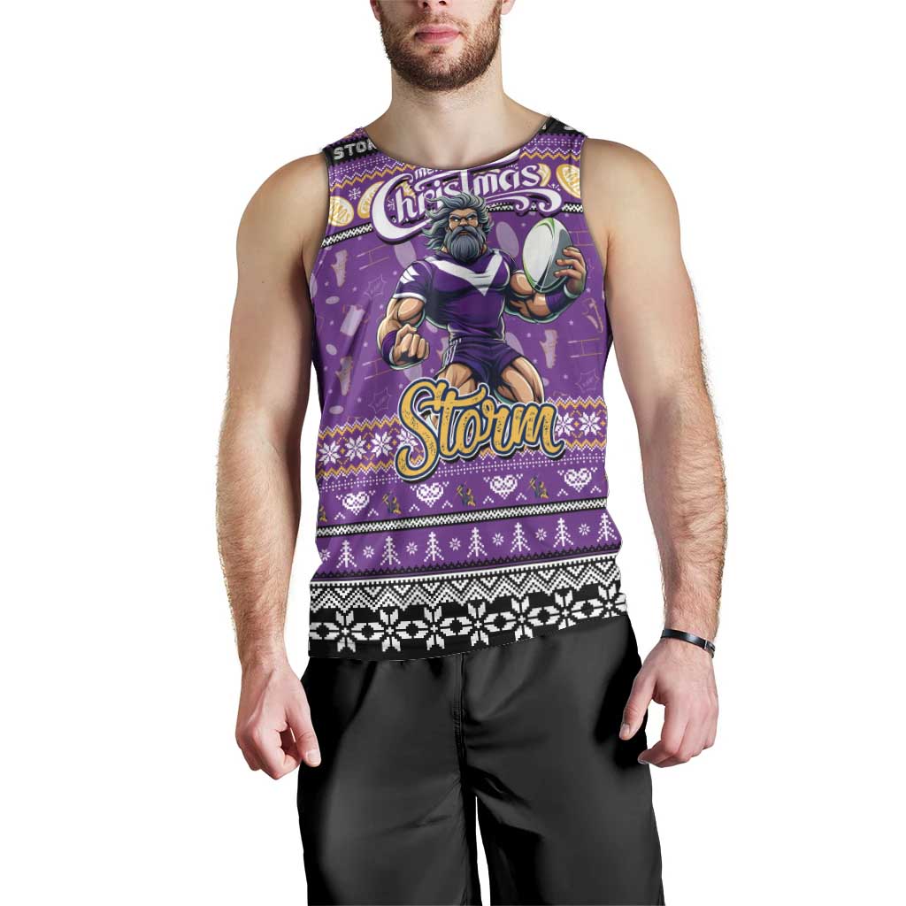 Personalized Storm Rugby Xmas Men Tank Top Australia NRL Mascot - Vibe Hoodie Shop