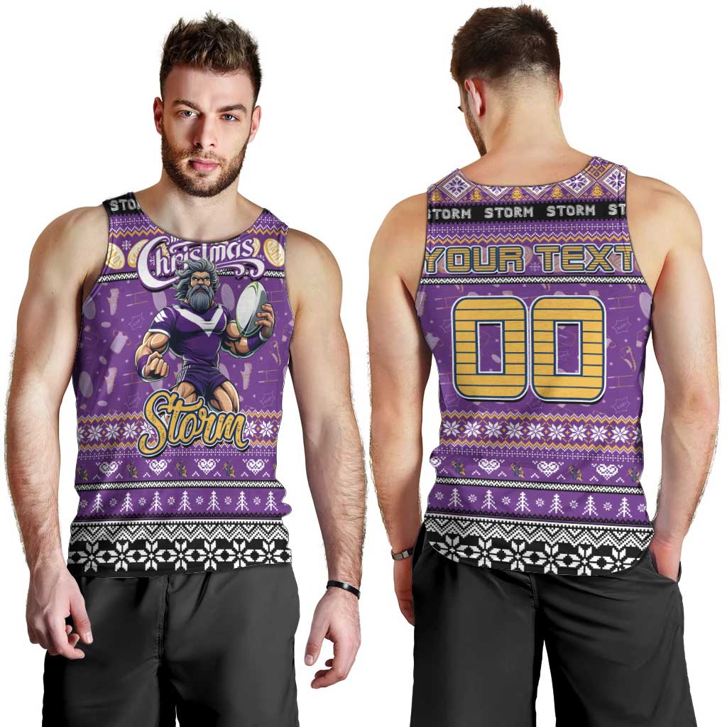 Personalized Storm Rugby Xmas Men Tank Top Australia NRL Mascot - Vibe Hoodie Shop