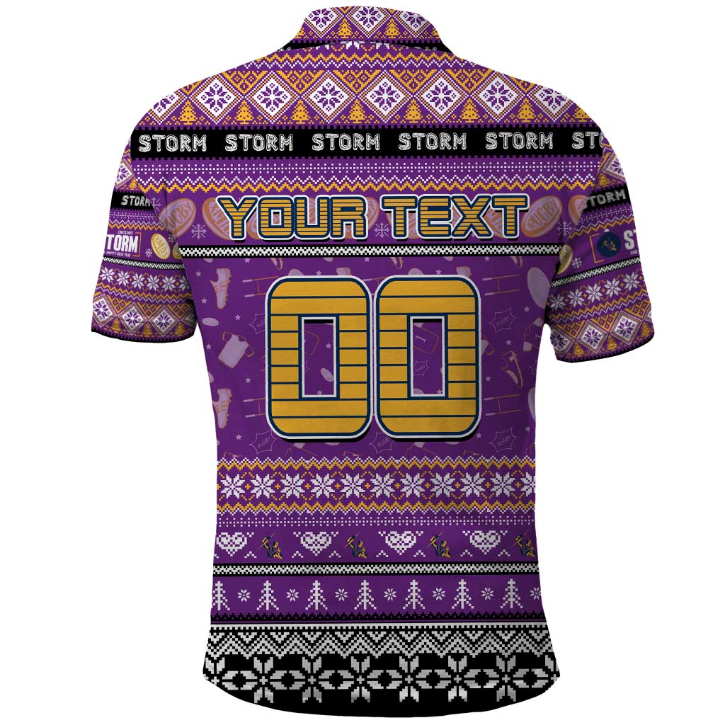 Personalized Storm Rugby Xmas Polo Shirt Australia NRL Mascot - Vibe Hoodie Shop