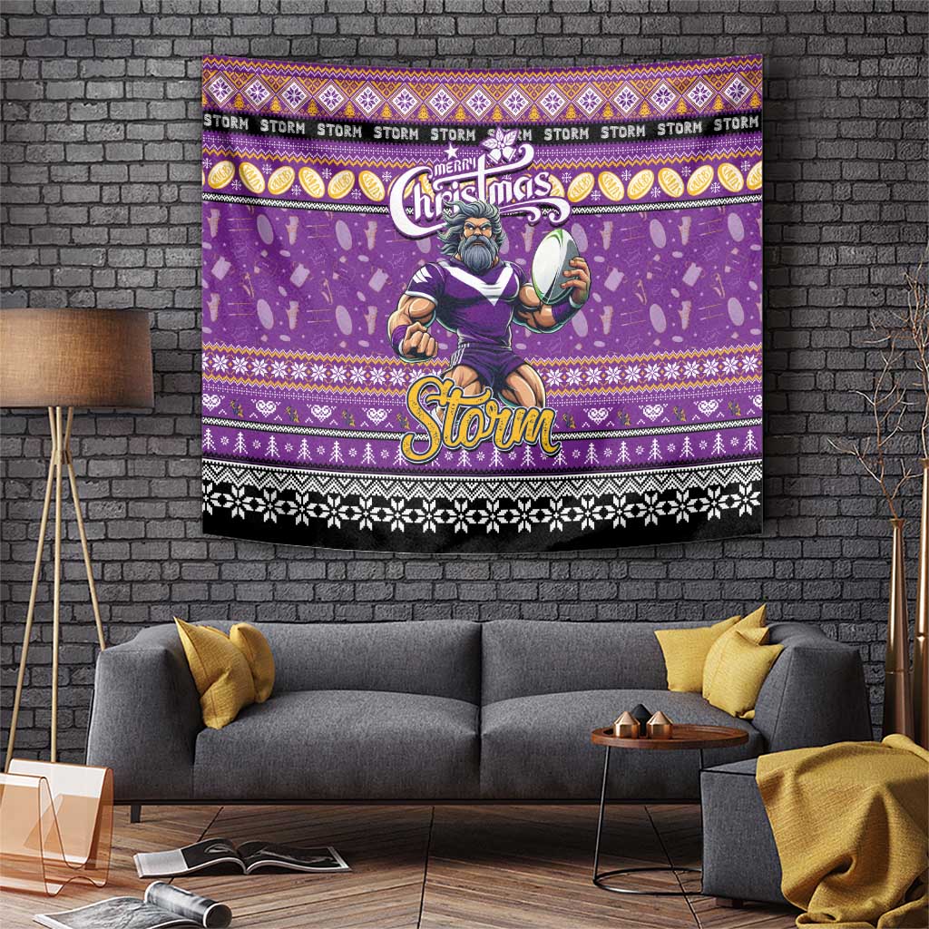 Storm Rugby Xmas Tapestry Australia NRL Mascot - Vibe Hoodie Shop