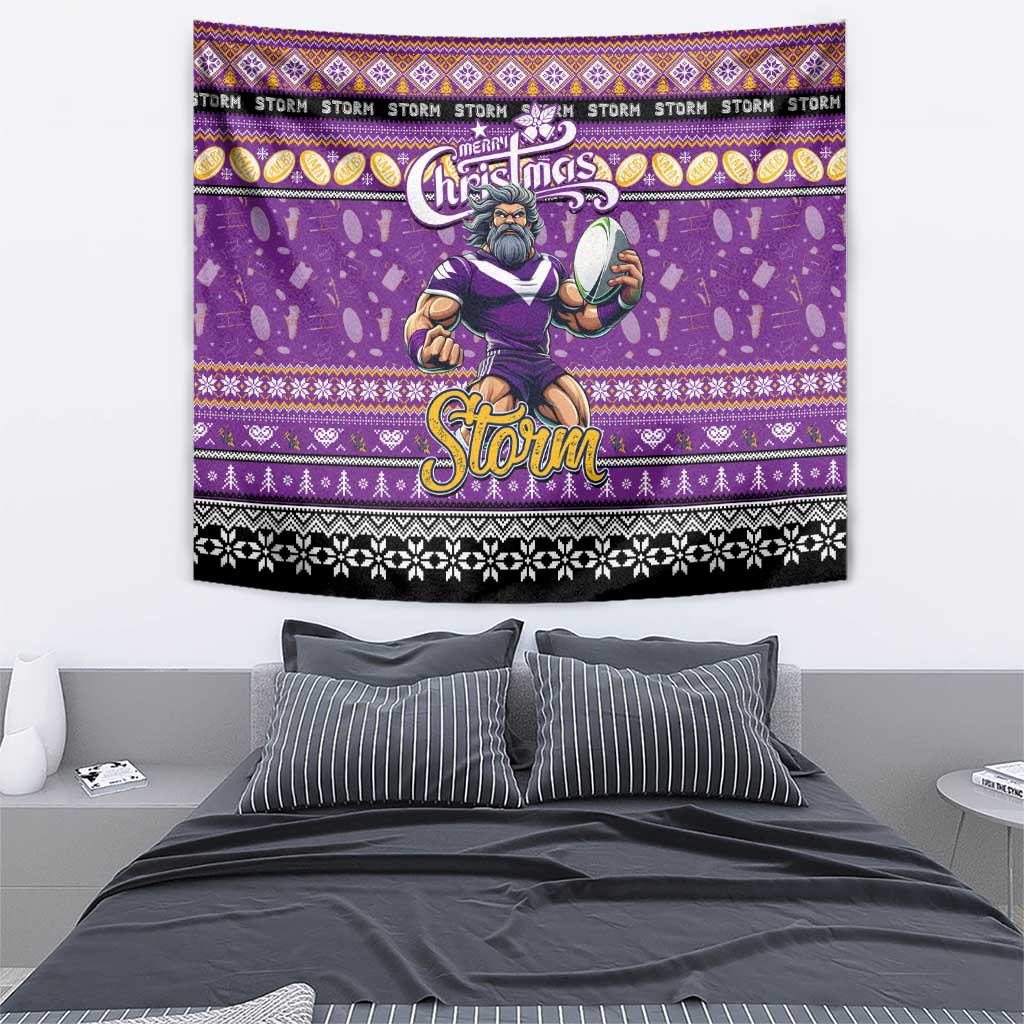 Storm Rugby Xmas Tapestry Australia NRL Mascot - Vibe Hoodie Shop