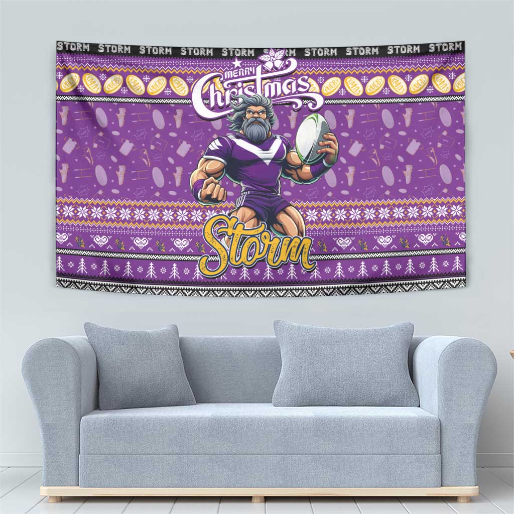 Storm Rugby Xmas Tapestry Australia NRL Mascot - Vibe Hoodie Shop