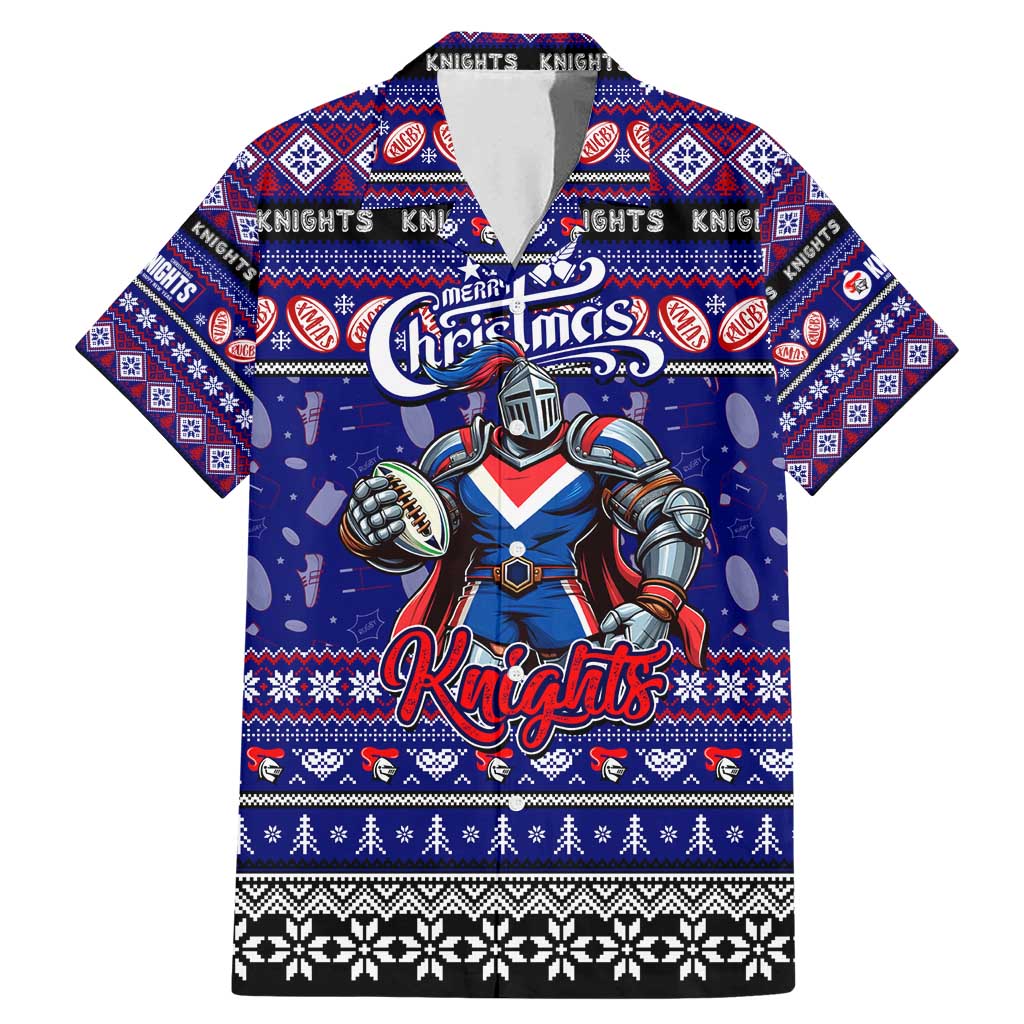 Personalized Knights Rugby Xmas Family Matching Mermaid Dress and Hawaiian Shirt Australia NRL Mascot