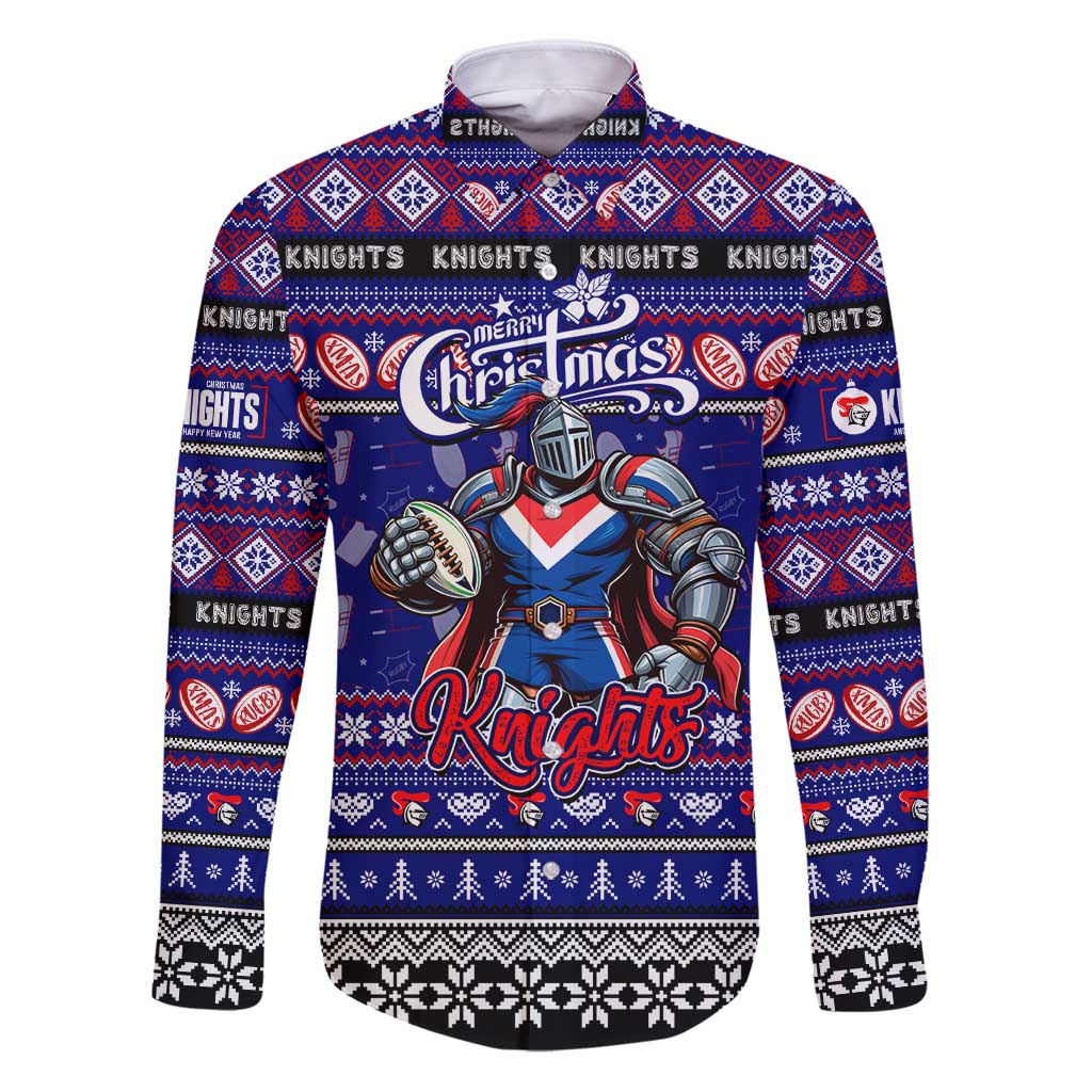 Personalized Knights Rugby Xmas Family Matching Puletasi and Hawaiian Shirt Australia NRL Mascot