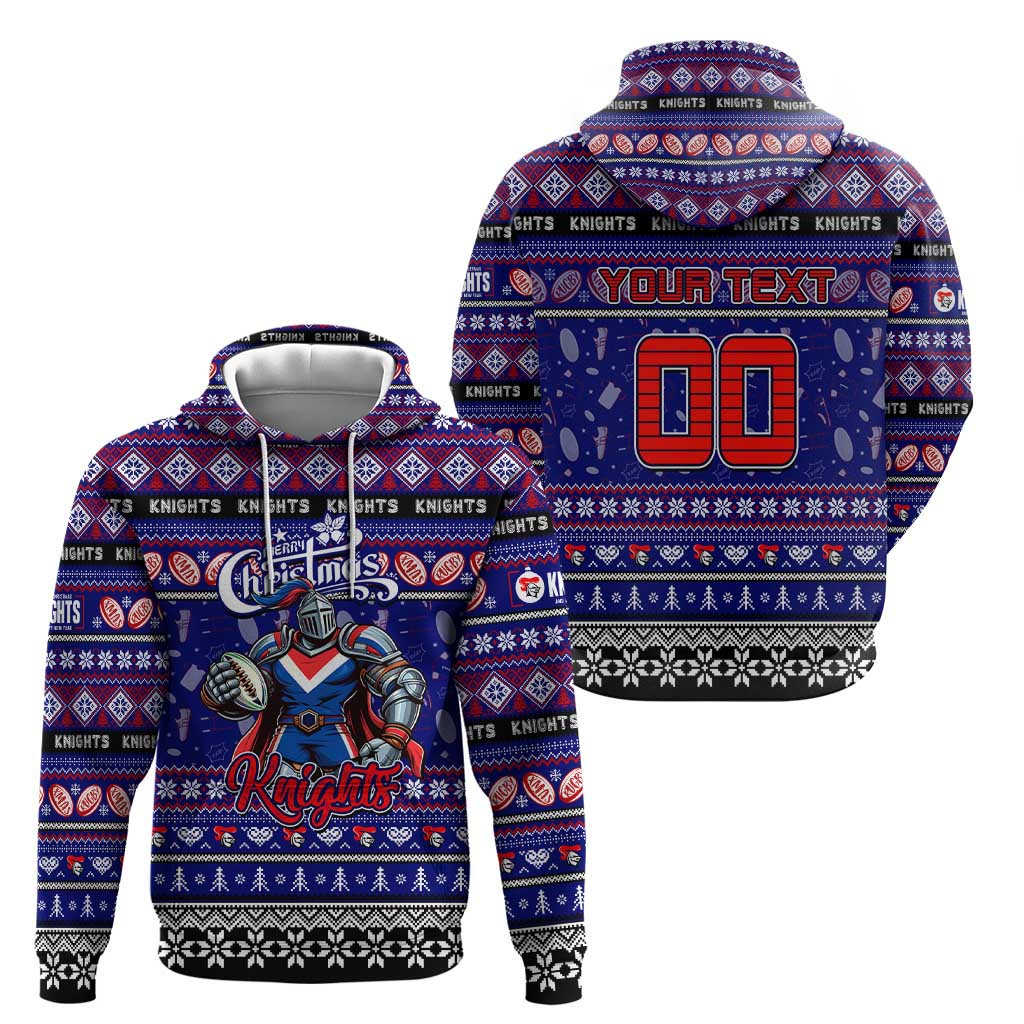 Personalized Knights Rugby Xmas Hoodie Australia NRL Mascot - Vibe Hoodie Shop