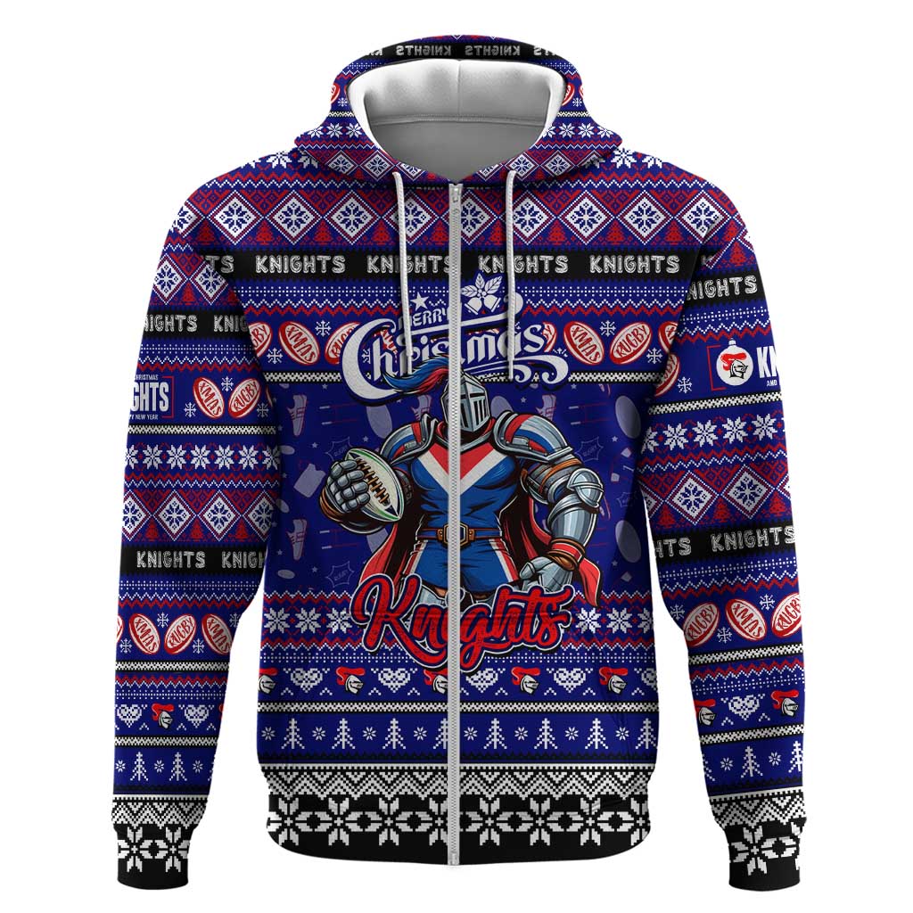 Personalized Knights Rugby Xmas Hoodie Australia NRL Mascot - Vibe Hoodie Shop