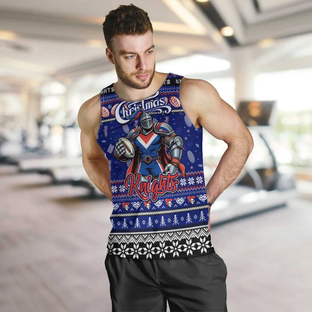 Personalized Knights Rugby Xmas Men Tank Top Australia NRL Mascot - Vibe Hoodie Shop