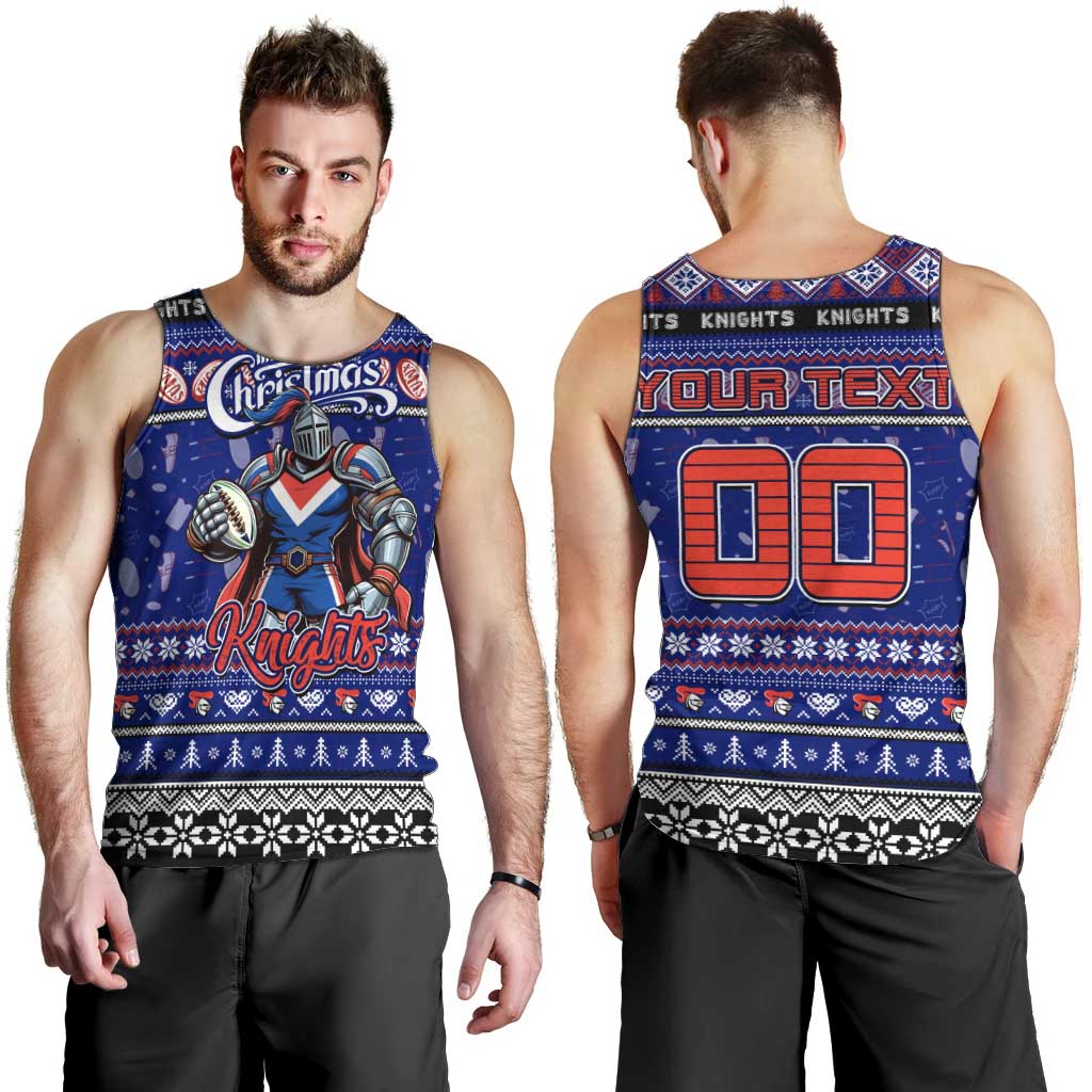 Personalized Knights Rugby Xmas Men Tank Top Australia NRL Mascot - Vibe Hoodie Shop