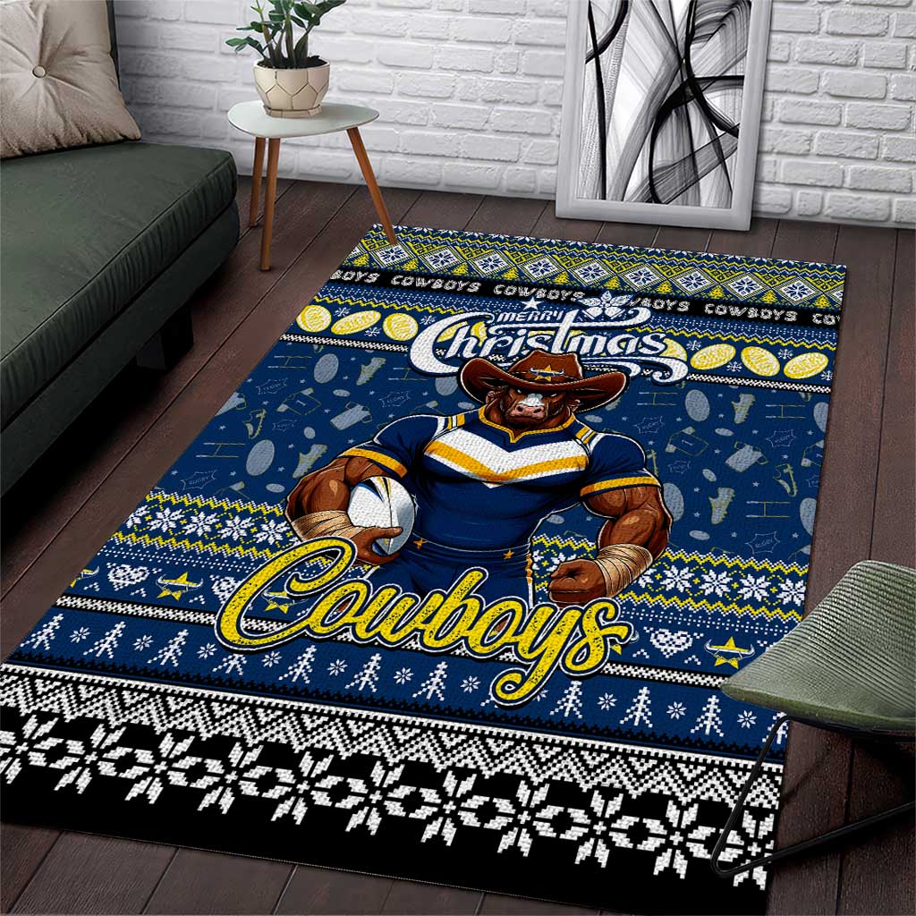 Cowboys Rugby Xmas Area Rug Australia NRL Mascot - Vibe Hoodie Shop