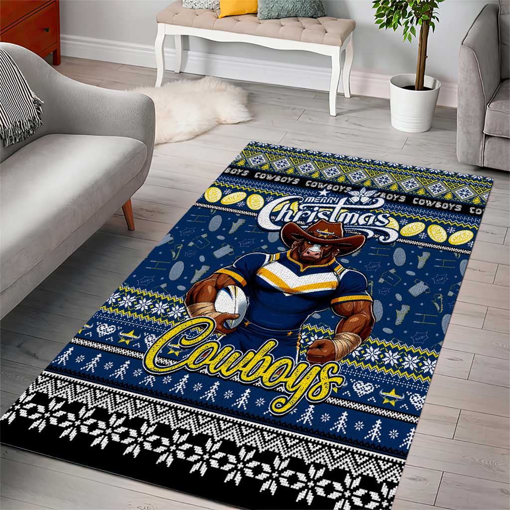 Cowboys Rugby Xmas Area Rug Australia NRL Mascot - Vibe Hoodie Shop